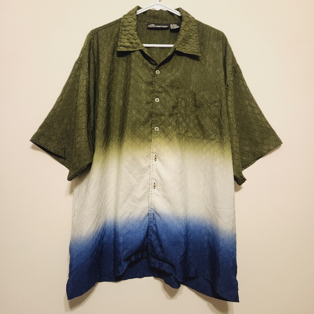 Colorblock Short Sleeve Button Down